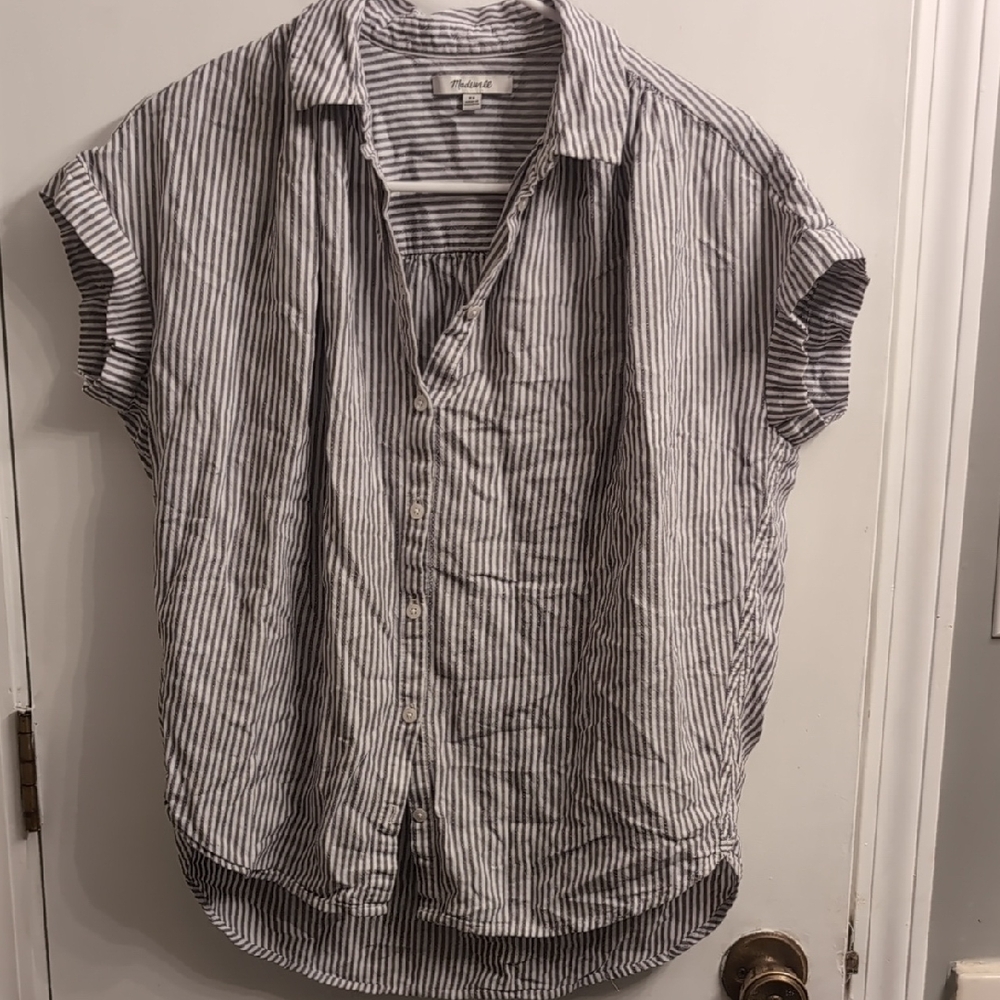 Madewell Central Shirt In Dalton Stripe Women's Button Up Size XS Boxy Oversized - Picture 3 of 6